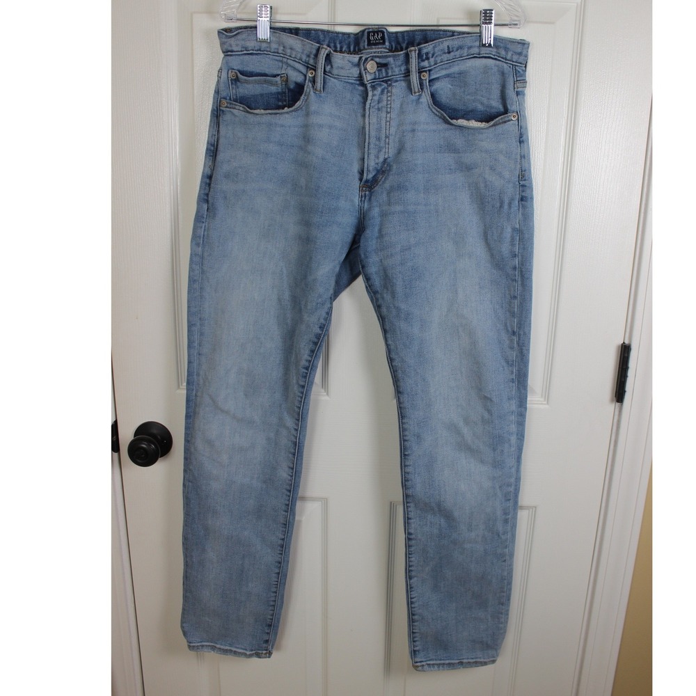 Gap Mens Slim Fit Light Indigo Denim Jeans 32x30 213974-00 Light Wash Stretch
